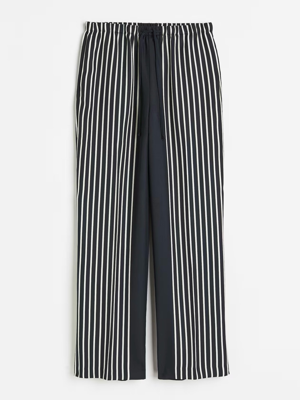 NWT H&M Black and White Striped Wide-Leg Drawstring Pants size:XS